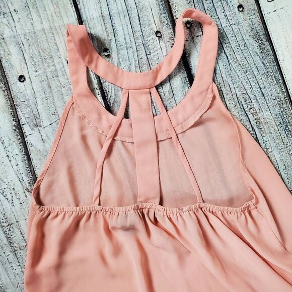 BKE red Women's Peach Sleeveless High Neck Halter Top Size Small Back Strap Deta - Picture 4 of 7